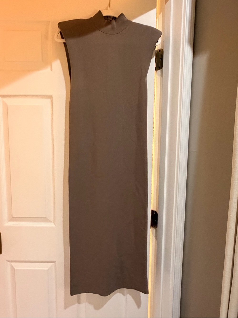 Zara Sleeveless Mock Neck Maxi Dress - Taupe